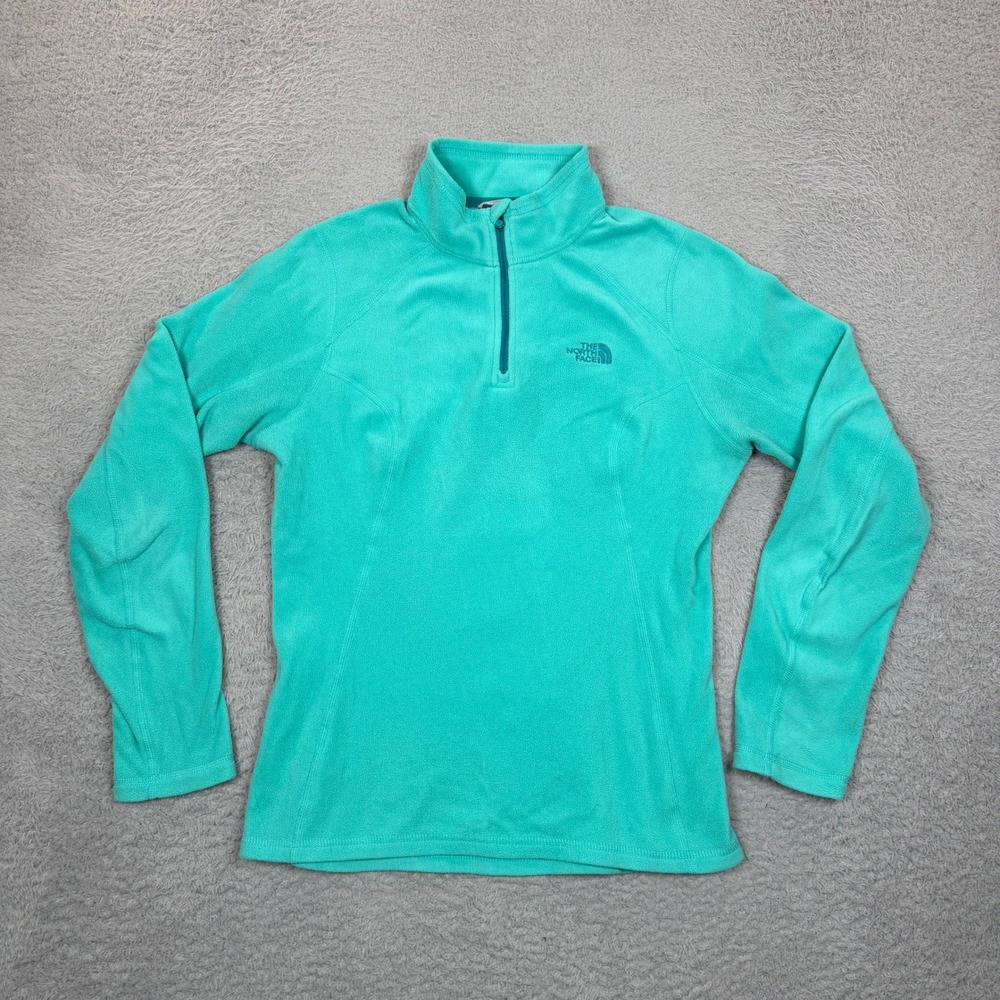 The North Face Womens Polartec TKA 100 Quarter Zip Fleece Teal Green Small